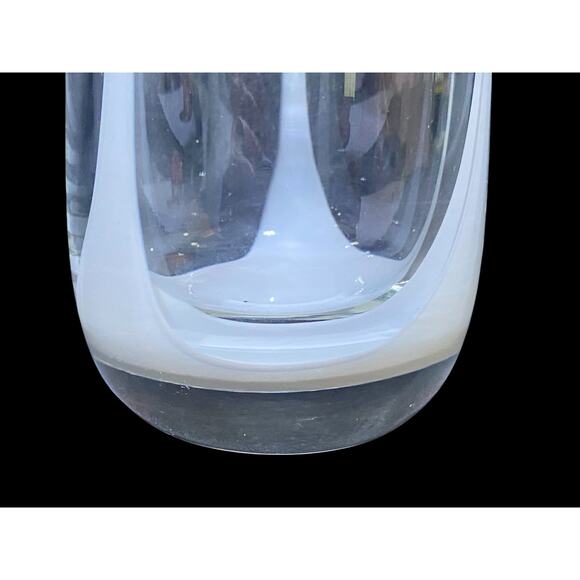 Christinenhutte by Scott Zwiesel Vase Clear With White Stripes 8" Tall - Picture 4 of 7